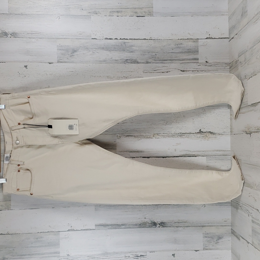 Levi's Premium 501 muslin cream denim jeans slim taper stretch Size 32 x 34